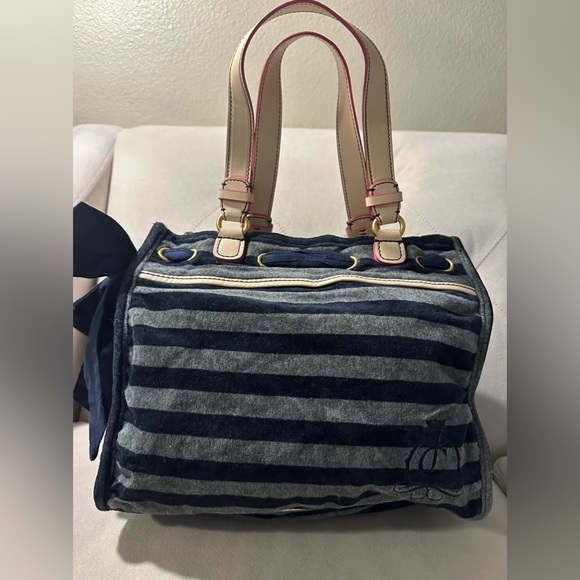 Juicy Couture Handbags - VTG Y2K Juicy Couture Terry Velour Shoulder Tote Bag Purse in Navy Blue …
